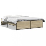 Cumpara ieftin Cadru de pat, stejar sonoma, 160x200cm, lemn prelucrat si metal