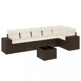Cumpara ieftin Set canapele de gradina cu perne, 7 piese, maro, poliratan