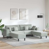 Cumpara ieftin Canapea din catifea cu pernă 3 pcs Gri deschis 208 cm Catifea