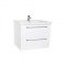 Baza cu lavoar ceramic GN0541, mobilier baie suspendat 60 cm, front MDF, 2 sertare, glisiere soft close, alb