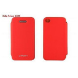 Husa Mercury Techno Flip Apple iPhone 4/4S Orange Blister, Cu clapeta, Piele Ecologica