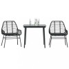Gossi set de sufragerie de gradina 3 piese sticla neagra poli ratan
