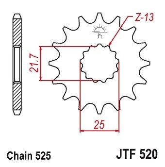 Pinion fata 17 dinti pas lant 520 foto