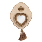 Cumpara ieftin Oglinda perete aurie bej 19x3x22 cm