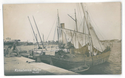 1761 - CONSTANTA, Harbor, boats, Romania - old postcard, real PHOTO - unused foto