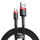 Cumpara ieftin Cablu de Date USB Type-C, 2A, 2m Baseus Cafule (CATKLF-C91) Rosu Negru