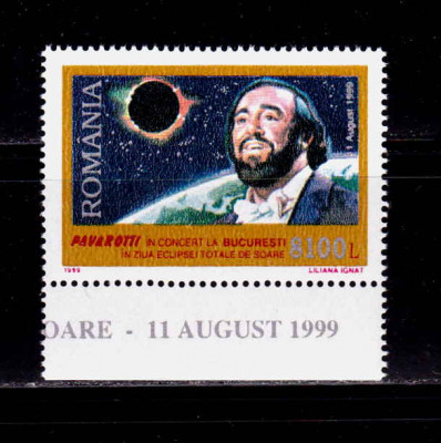 RO 1999 ,LP 1489 ,&amp;quot;Pavarotti la Buc./Eclipsa&amp;quot;, serie cu diferite margini , MNH foto