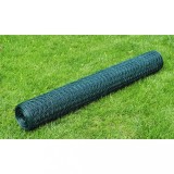 VidaXL Plasă de s&acirc;rmă găini, verde, 25 x 1 m, oțel galvanizat cu PVC