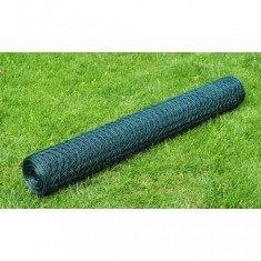 vidaXL Plasă de sârmă găini, verde, 25x0,75 m, oțel galvanizat cu PVC