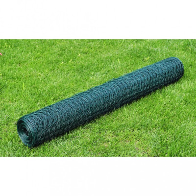 Plasa de sarma gaini, verde, 25 x 1 m, otel galvanizat cu PVC GartenMobel Dekor foto