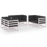 Set mobilier de gradina cu perne, 6 piese, lemn masiv de pin