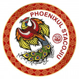 Abtibild sticker feng shui cu phoenix stacojiu cele 4 animale celeste -11cm
