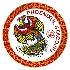Abtibild sticker feng shui cu phoenix stacojiu cele 4 animale celeste -11cm