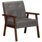 Fotoliu Gri Piele Naturala vidaXL, Cadru Lemn Acacia, 61x70x74 cm, Confortabil si Durabil