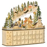 HOMCOM Calendar de Advent Decorațiune de Crăciun, 24 sertare, lumini LED, 39 cm x 9 cm x 42 cm, Alb + Verde | Aosom Romania