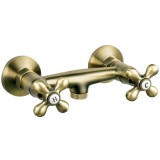 Baterie dus Ferro Antica BAI7BR, dubla comanda, cartus ceramic, montare perete, Bronz