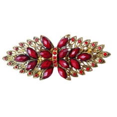 Clama de par coada de paun, Vintage, 11 cm, Rosu, 62BJ