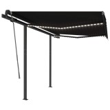 Cumpara ieftin Copertina retractabila manual cu LED, antracit, 3x2,5 m