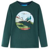 Tricou de copii cu m&acirc;neci lungi verde &icirc;nchis 92