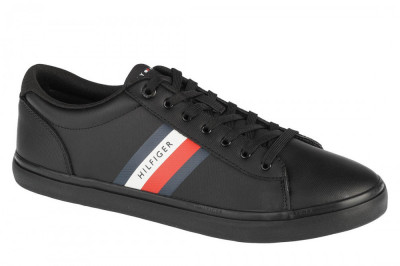 Pantofi pentru adidași Tommy Hilfiger Essential Leather Vulc Stripes FM0FM03722-BDS negru foto