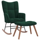 Cumpara ieftin Scaun balansoar cu taburet, verde inchis, catifea
