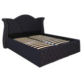 Pat Matrimonial Laura tapitat cu somiera rabatabila diverse dimensiuni, culoare Negru - 160x200