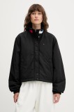 Tommy Jeans geacă culoarea negru, de tranziție, oversize, DW0DW21436