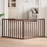 vidaXL Poartă pentru c&acirc;ini pliabilă 2 panouri maro, 160 cm, lemn plop