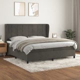 Cumpara ieftin Pat box spring cu saltea, gri &icirc;nchis, 200x200 cm, catifea