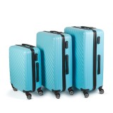Set 3 Valize/Trolere Rigide din ABS++ cu Cifru si Roti Detasabile, Albastru