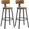 VASAGLE Set de 2 scaune de bar inalte cu spatar, cadru din otel, industrial, 54x99cm, maro rustic Household NewTrend