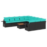 Cumpara ieftin Set canapele de gradina cu 12 piese si perne, poliratan negru
