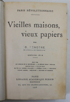 PARIS REVOLUTIONNAIRE - VIEILLES MAISONS , VIEUX PAPIERS par G. LENOTRE , 1936 foto