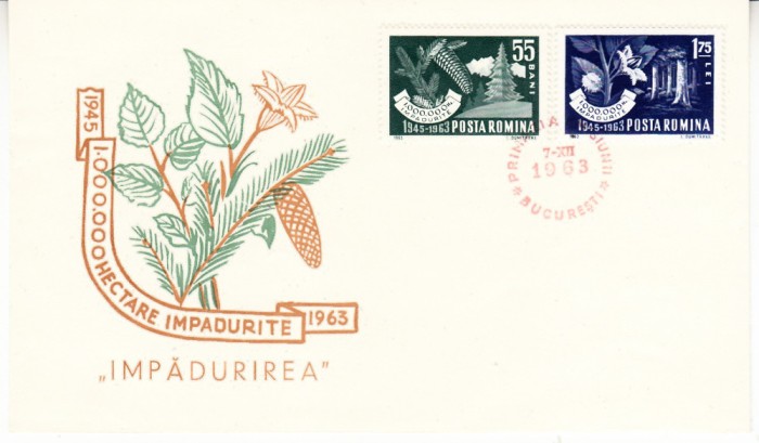 C12 - FDC Romania - Impadurirea - LP573 - 1963