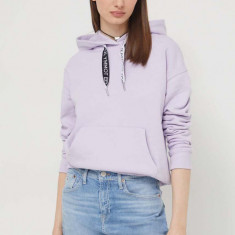 Tommy Jeans bluză femei, culoarea violet, cu glugă, uni DW0DW17794