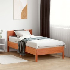 vidaXL Cadru pat fără saltea, maro ceruit, 75x190 cm, lemn masiv pin 842785