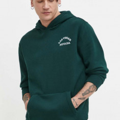 Hollister Co. bluza barbati, culoarea verde, cu glugă, cu imprimeu