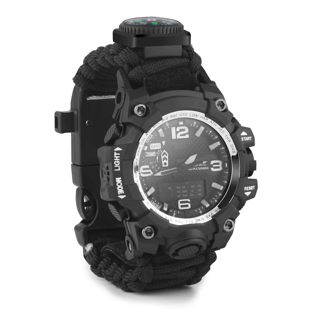 Ceas Military Army cu Bratara paracord busola rezistent la apa 2 fusuri ...