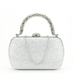 Geanta clutch argintie cu maner detasabil BYH-871 06 foto