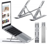 Suport de laptop reglabil pe inaltime cu 6 nivele Rrtizan, aluminiu/cauciuc/silicon, argintiu, 24 x 16,5 x 13 cm
