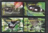 Tonga 2015 - Fauna, Insecte, Fluturi , serie 4 colite, dantelate, MNH, Mi.Bl.89-92, cota 207