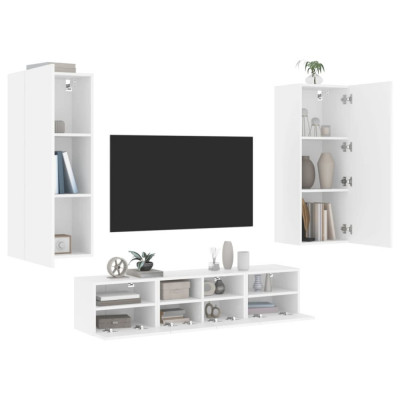 Unitati TV de perete, 5 piese, alb, lemn prelucrat GartenMobel Dekor foto