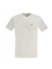 Calvin Klein Jeans Tricou WOVEN LABEL REGULAR TEE barbati, cu logo brodat, Regular fit, Alb, L