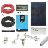 Sistem solar fotovoltaic cu invertor 6.2KW Hybrid, OFF-GRID 220V, panouri LONGI 410W si baterii de 200AH cu sitem prinderi acoperis tigla Breckner Ger