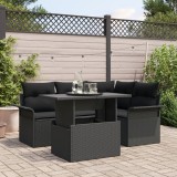 Gossi set de canapea de gradina cu perne negre din ratan poli