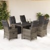 Set bistro de grădină cu perne, 7 piese, gri, poliratan
