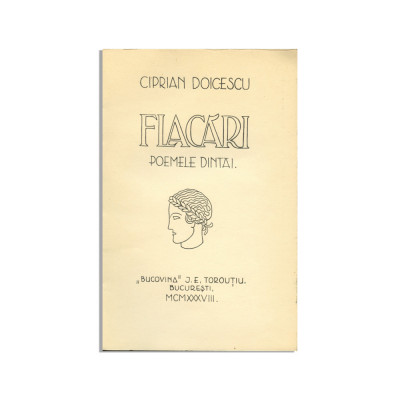 Ciprian Doicescu, Flacari, 1938, cu dedicatia olografa a autorului foto
