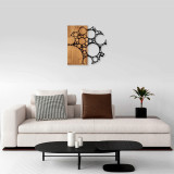 Decoratiune de perete, MA-284, 50% lemn/50% metal, Dimensiune: 58 x 58 cm, Nuc / Negru, Skyler