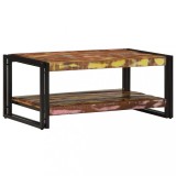 Masuta cafea Gossi multicolor 90x50 cm lemn masiv reciclat, blat lemn, cadru fier. Living, design unic