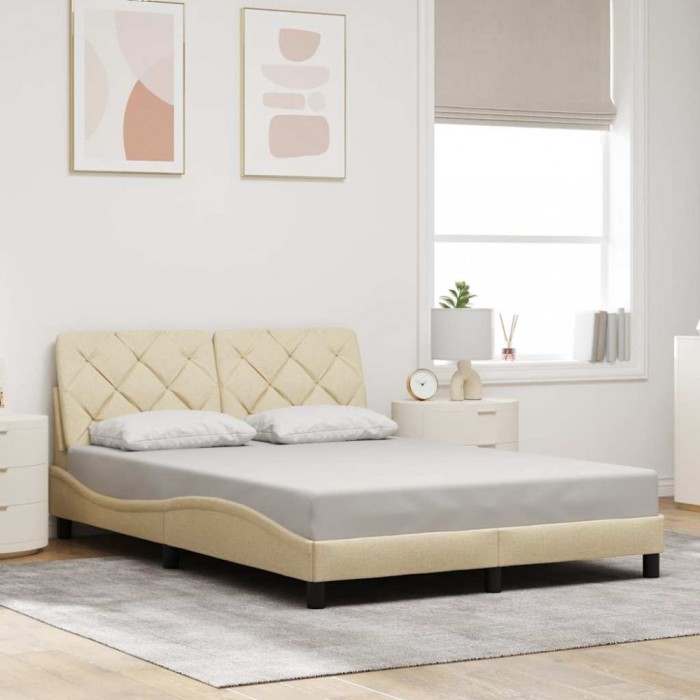 vidaXL Cadru de pat fără saltea, crem, 120x200 cm, textil 3310592